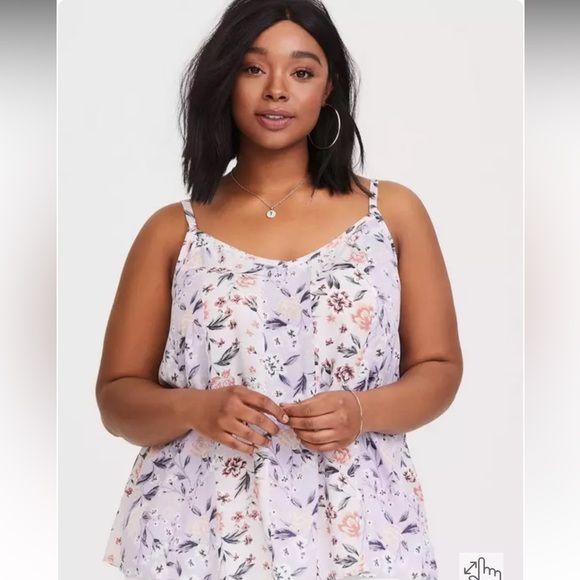 Torrid Purple & Pink Floral Challis Swing Cami Sophie - Picture 4 of 5